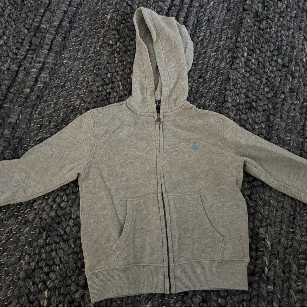 Girls Polo Ralph Lauren Size 4T Hoodie Grey Horse Logo Long Sleeve